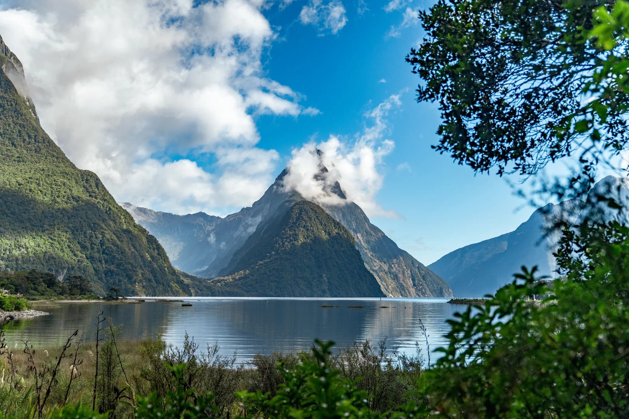 Peak in cloud above the fjord